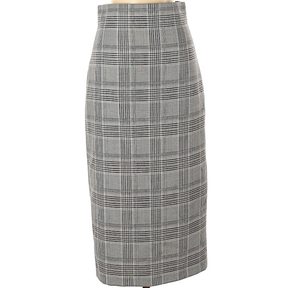 Zara plaid midi pencil skirt